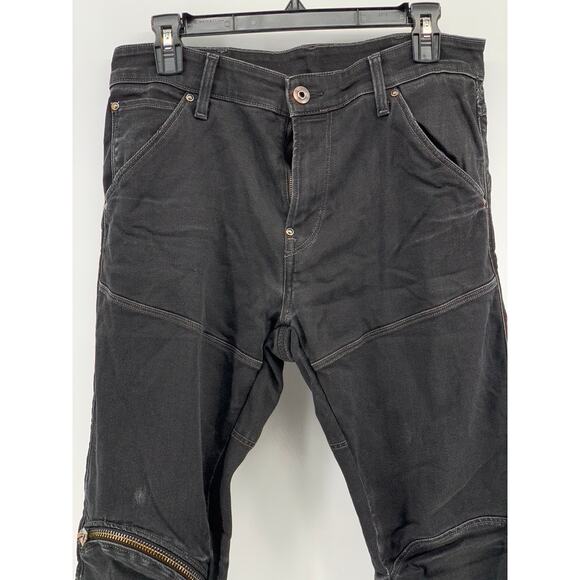 G-STAR RAW Men's Black Solid 5620 3D Zip-Knee Skinny Denim Jeans SZ 33x32 - Picture 5 of 12